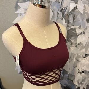 PINK Victoria's Secret Maroon Bralette with Lattice Design